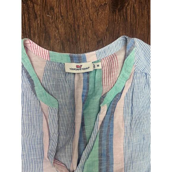 Vineyard Vines Womens M Multicolor Striped V Neck Sleeveless Top Preppy Coastal - Picture 4 of 6